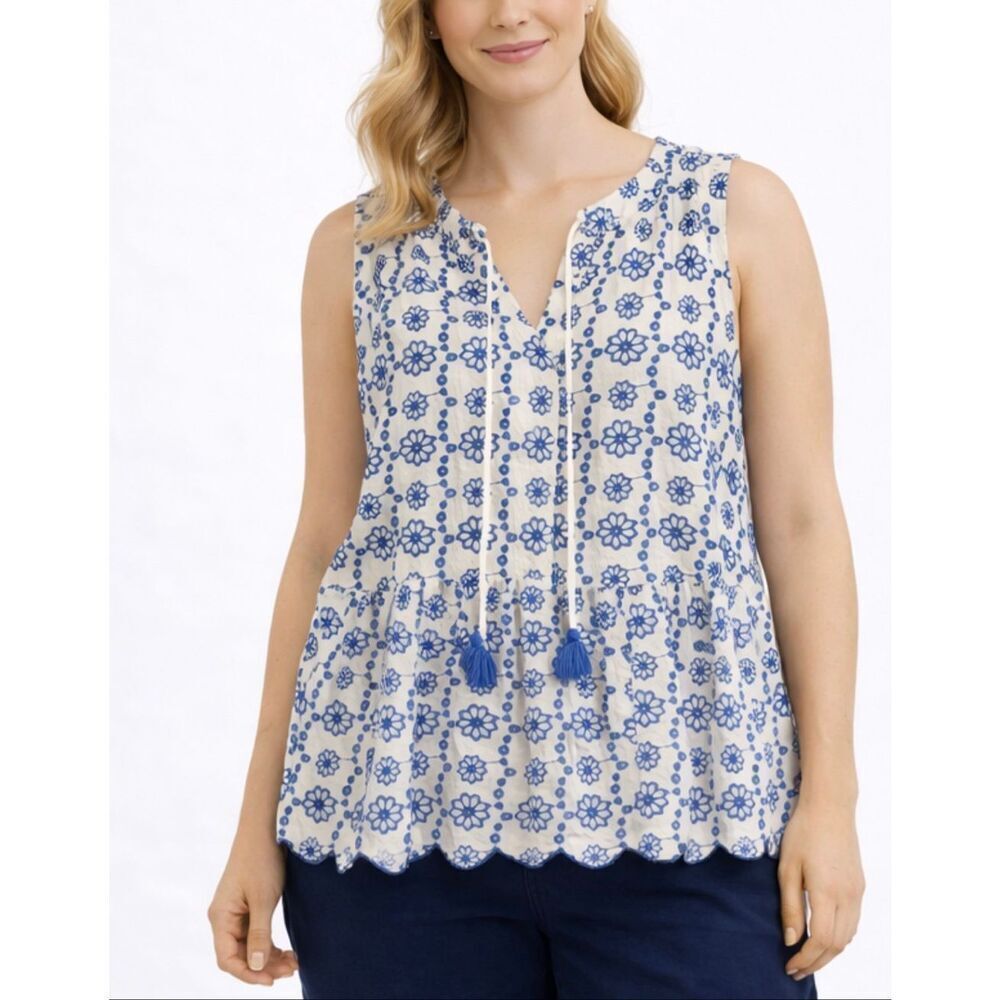 Vineyard Vines eyelet scalloped hem tank size XL